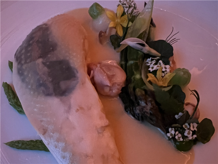 Bresse chicken with truffles plated